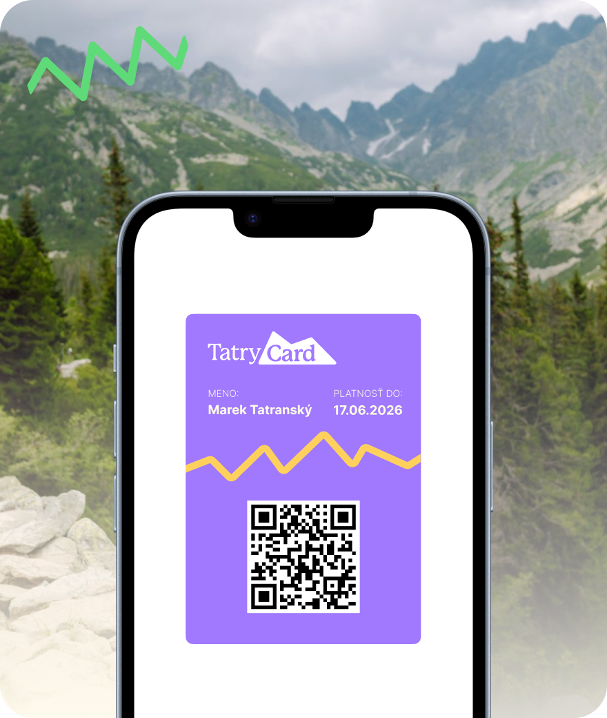 Tatry Card v mobilnej aplikácii na pozadí Vysokých Tatier